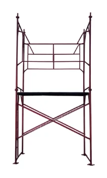 Quadro de andaime fachadeiro com diagonal em X e plataforma de trabalho